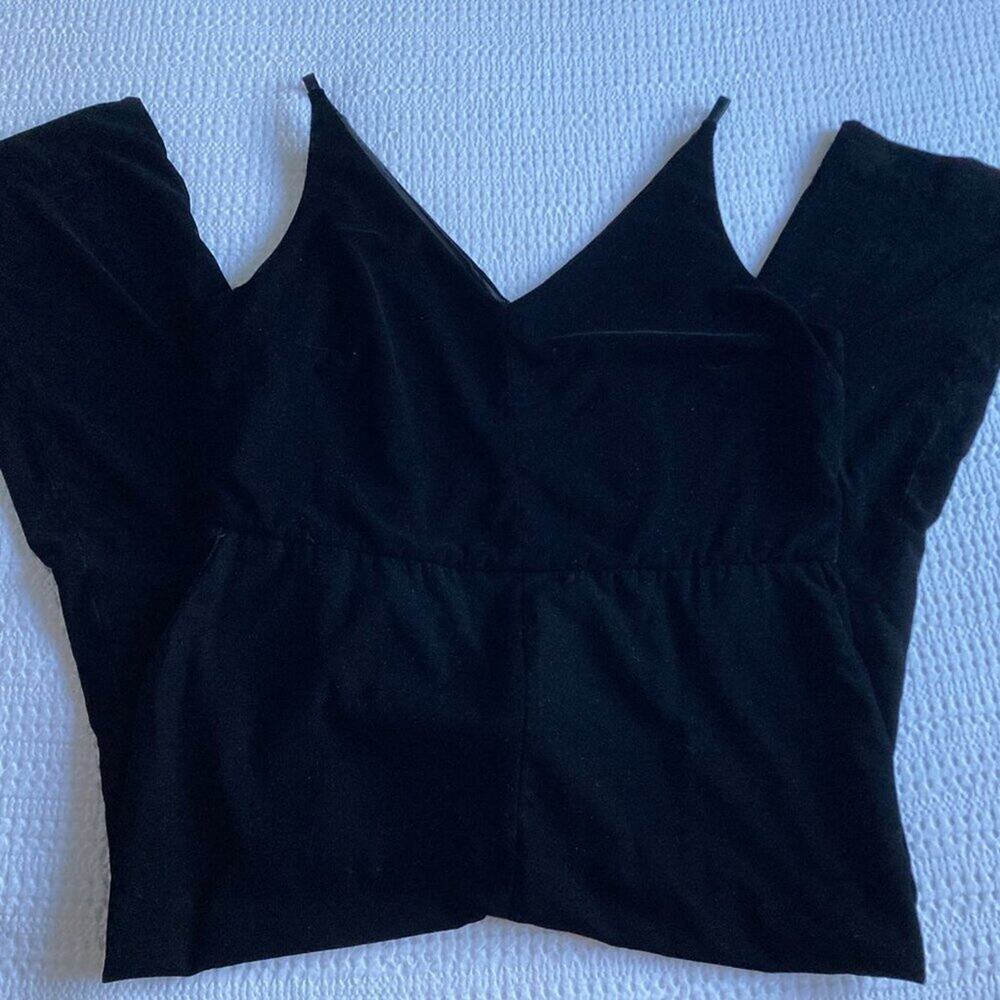 NWT (flawed) Banana Republic Black Velvet Cropped‎ Sleeveless Jumpsuit Sz 14 - Picture 3 of 12